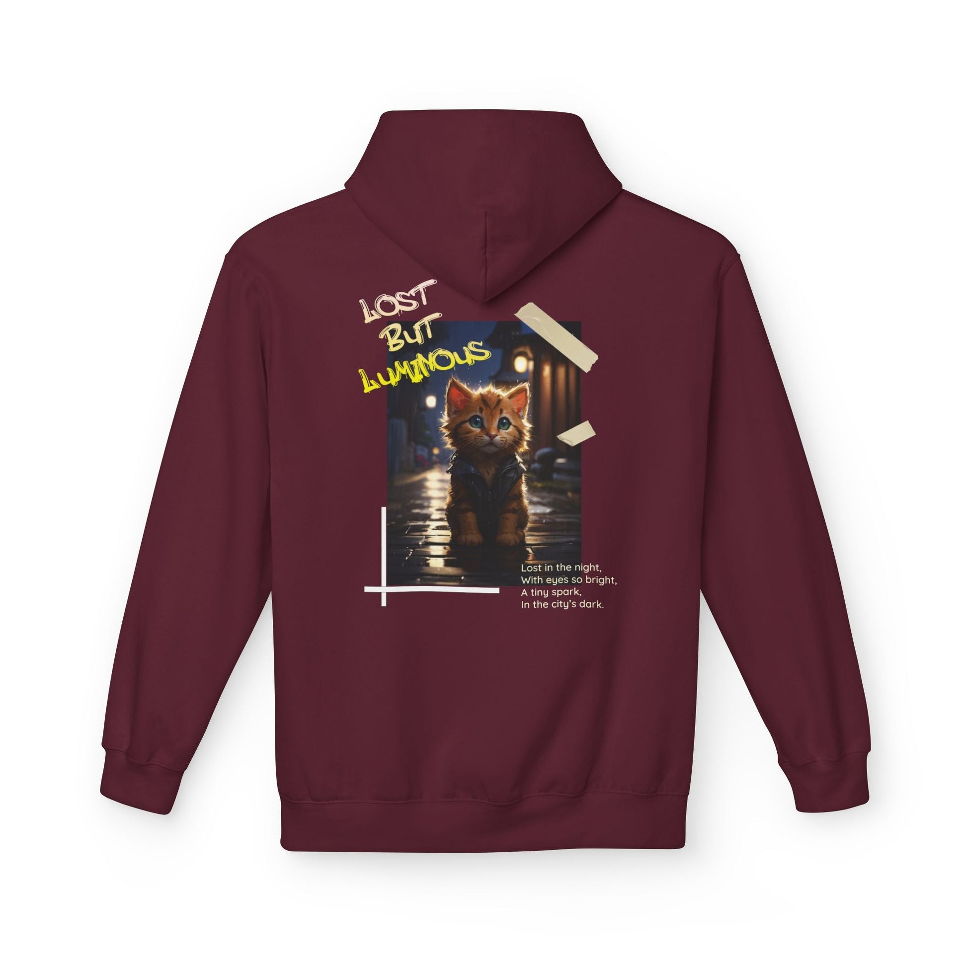Rainy City Kitten Hoodie | Cute Cat Night Scene Pullover - LucyKay store