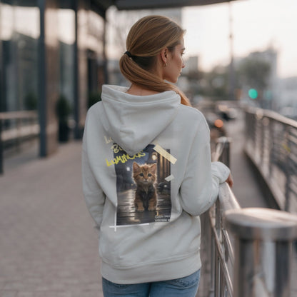 Rainy City Kitten Hoodie | Cute Cat Night Scene Pullover - LucyKay store