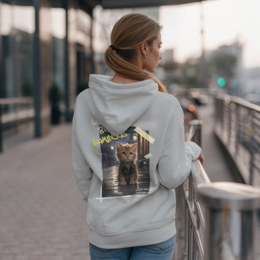 Rainy City Kitten Hoodie | Cute Cat Night Scene Pullover - LucyKay store