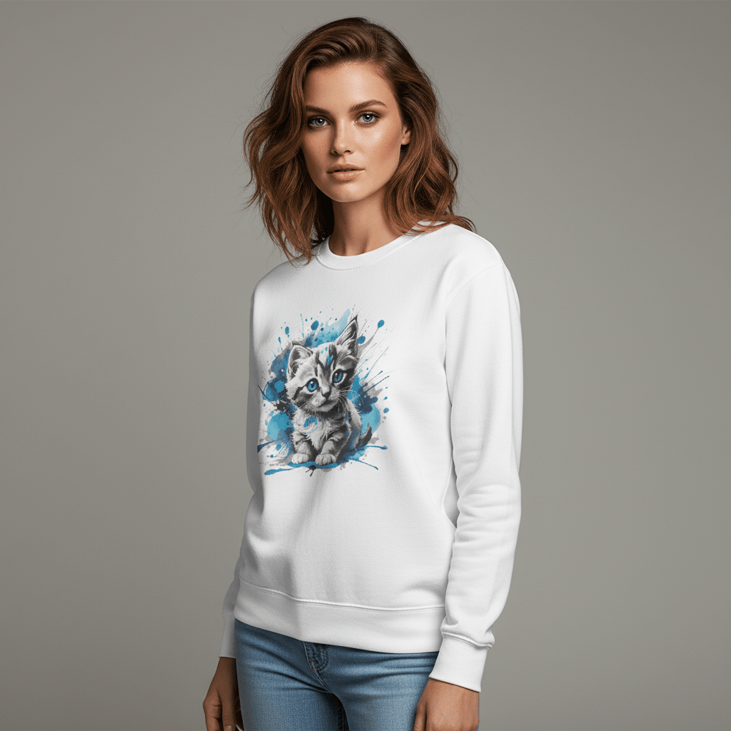 Kitten Watercolor Sweatshirt | Cute Cat Lover Crewneck Gift - LucyKay store