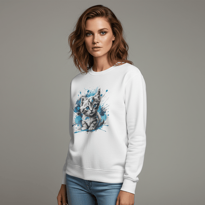 Kitten Watercolor Sweatshirt | Cute Cat Lover Crewneck Gift - LucyKay store