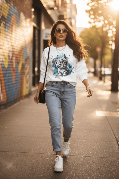 Kitten Watercolor Sweatshirt | Cute Cat Lover Crewneck Gift - LucyKay store