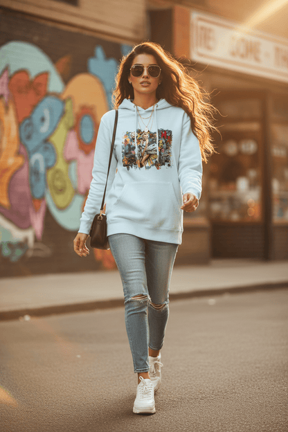 Vintage Hollywood Pop Art Hoodie - Unisex Urban Graphic Pullover - LucyKay store