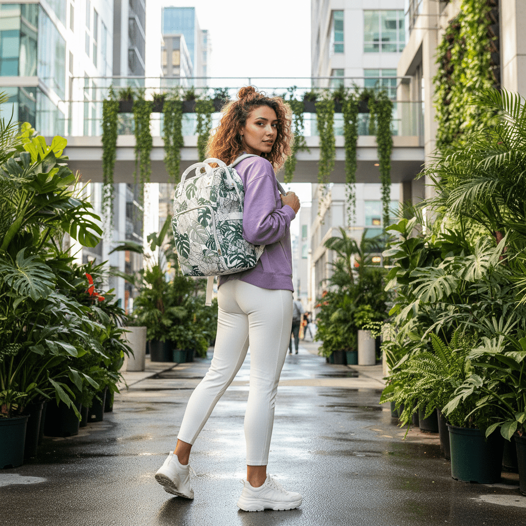 Multifunctional Backpack - Tropical Leaves pattern - LucyKay store