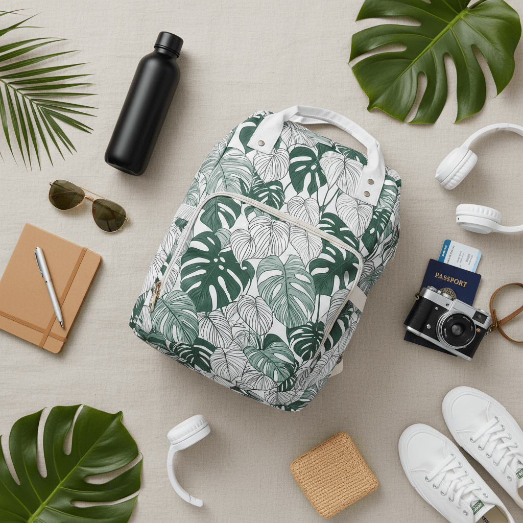 Multifunctional Backpack - Tropical Leaves pattern - LucyKay store