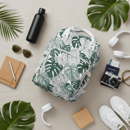 Multifunctional Backpack - Tropical Leaves pattern - LucyKay store