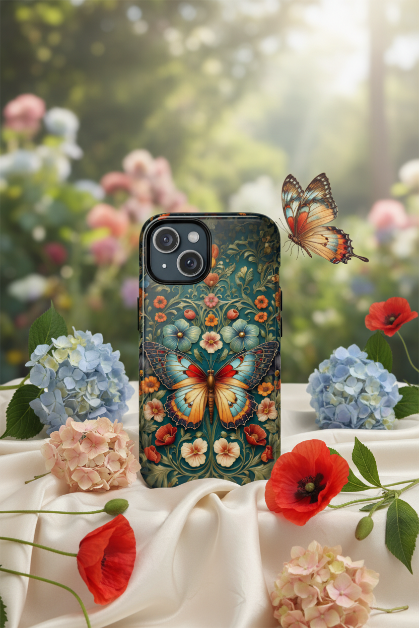 Butterfly Floral iPhone Case – Vintage Garden - Inspired Phone Cover - LucyKay store