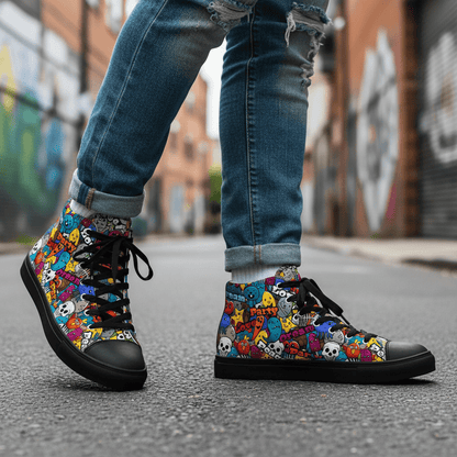 Pop Art High Top Canvas Shoes | Urban Street Art Sneakers - LucyKay store