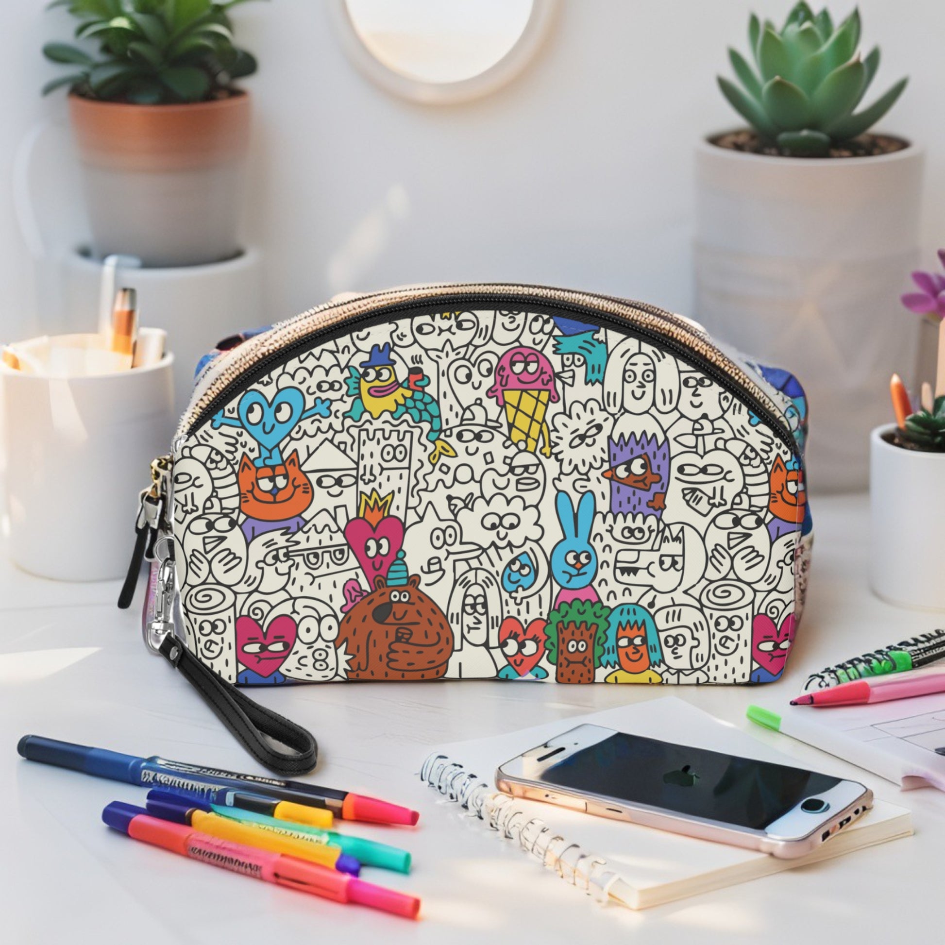 Doodle Art Makeup Pouch | Maximalist Cosmetic Bag - LucyKay store
