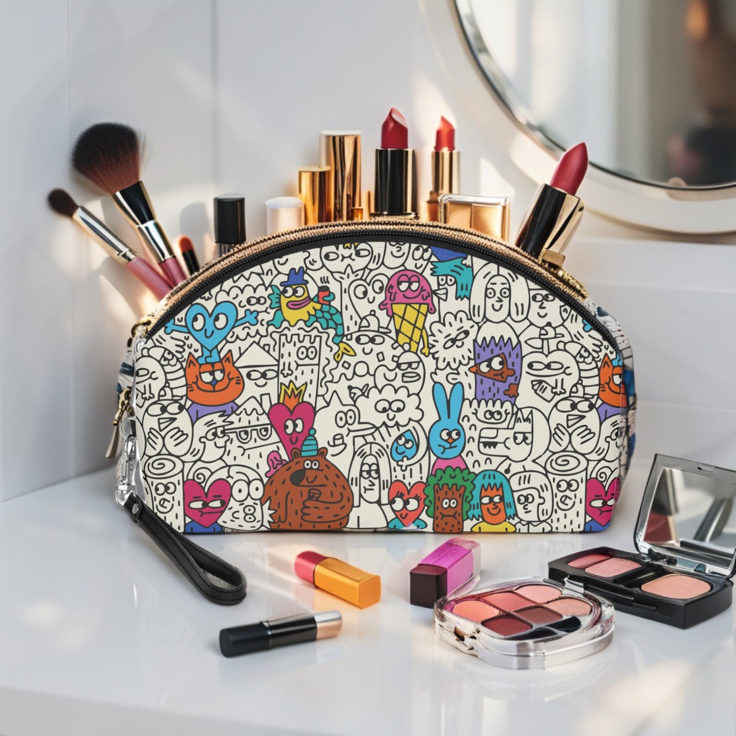 Doodle Art Makeup Pouch | Maximalist Cosmetic Bag - LucyKay store