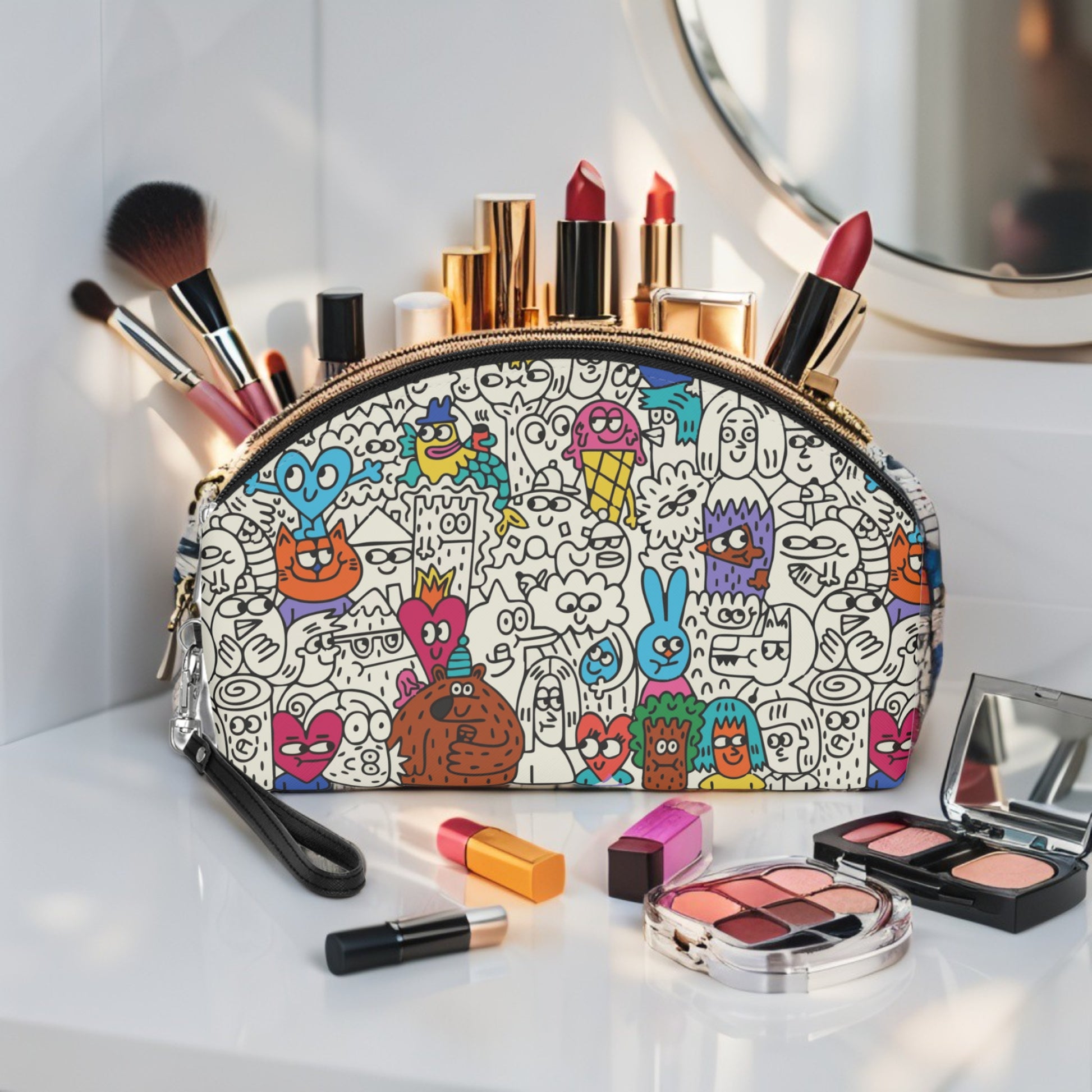 Doodle Art Makeup Pouch | Maximalist Cosmetic Bag - LucyKay store