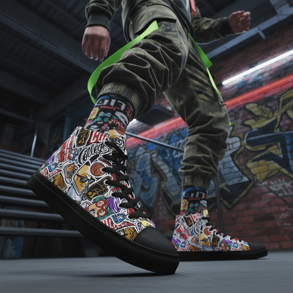 Funky College Graffiti Print High Tops - LucyKay store