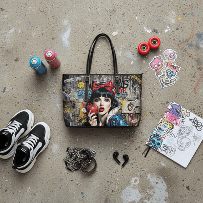 Pop Art Snow White Shoulder Bag | Urban Graffiti PU Leather - LucyKay store
