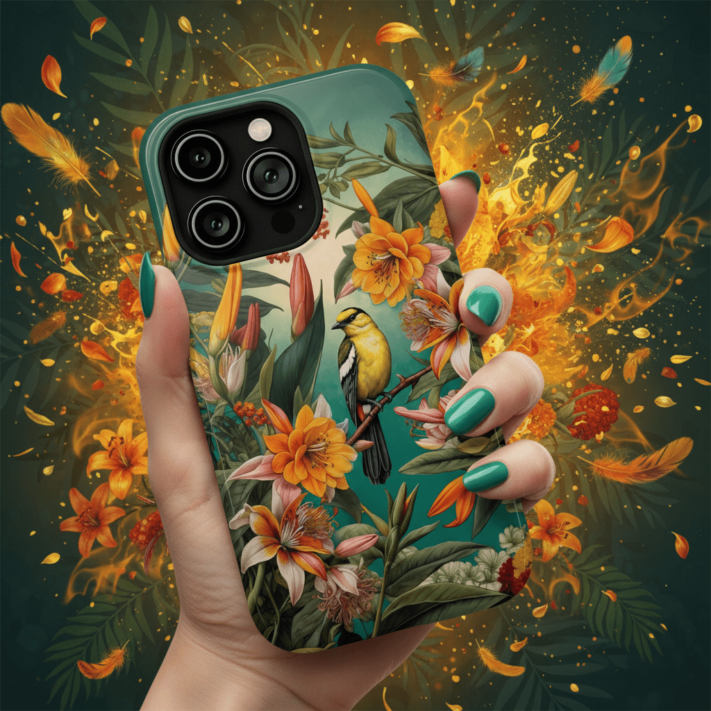 iPhone Case - Floral Bird Phone Case, Impact - Resistant Cover - LucyKay store