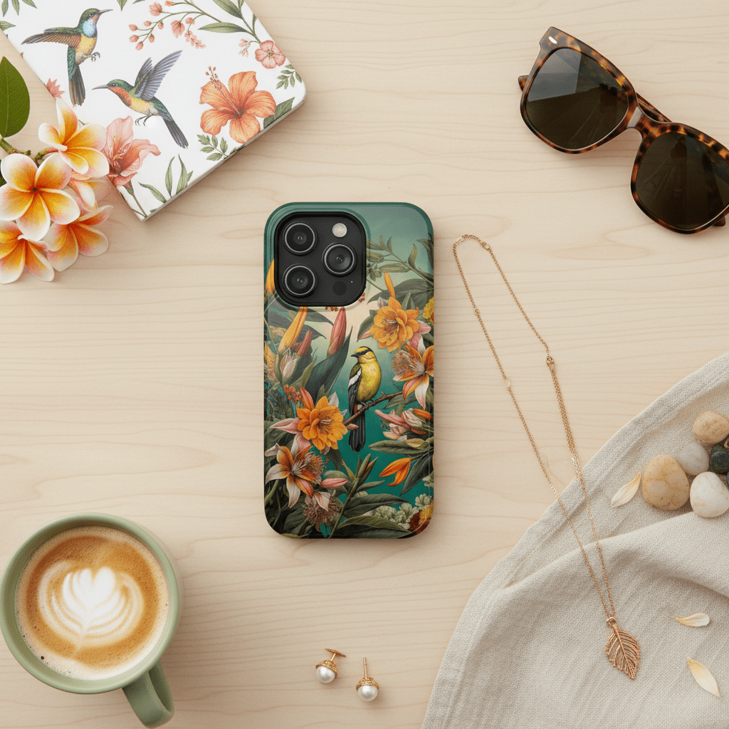 iPhone Case - Floral Bird Phone Case, Impact - Resistant Cover - LucyKay store
