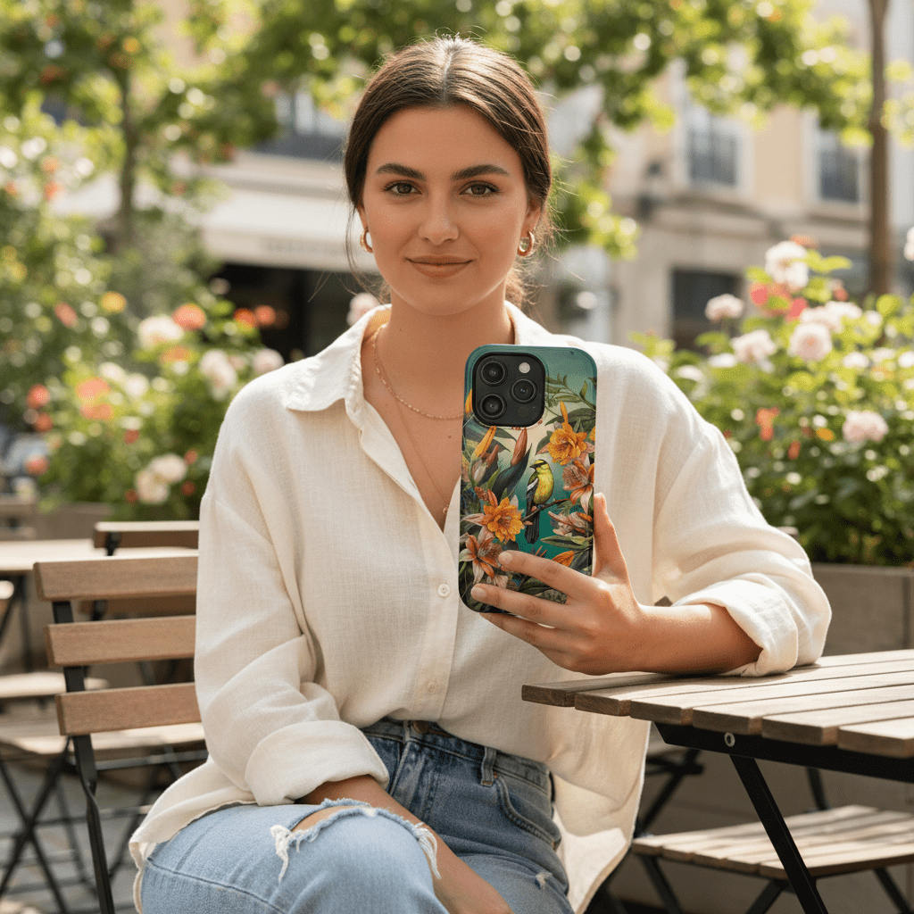 iPhone Case - Floral Bird Phone Case, Impact - Resistant Cover - LucyKay store