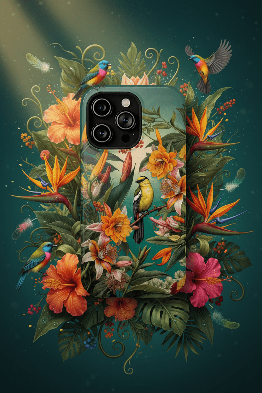 iPhone Case - Floral Bird Phone Case, Impact - Resistant Cover - LucyKay store