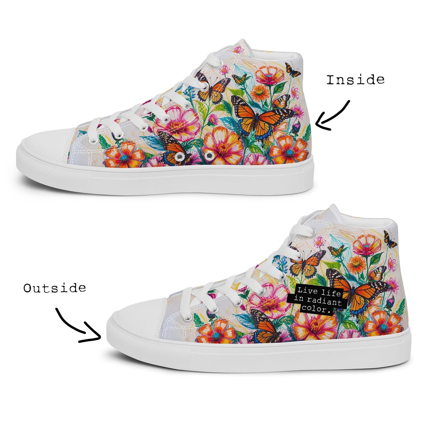 Men's Floral & Butterfly High - Top Canvas Shoes - LucyKay store