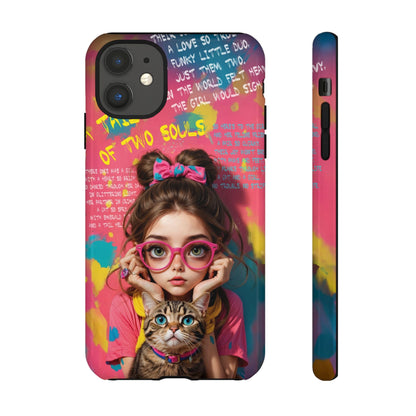 iPhone Cases - Cute Girl and Cat Street Art Style Design - LucyKay store