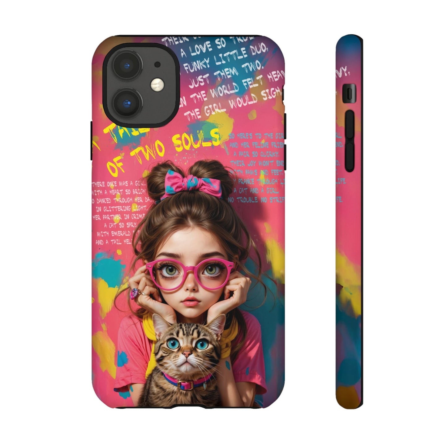 iPhone Cases - Cute Girl and Cat Street Art Style Design - LucyKay store