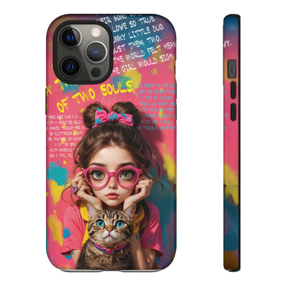 iPhone Cases - Cute Girl and Cat Street Art Style Design - LucyKay store