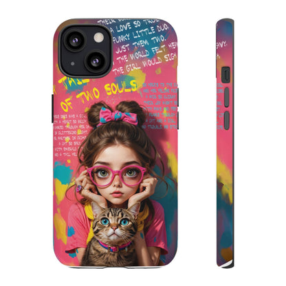 iPhone Cases - Cute Girl and Cat Street Art Style Design - LucyKay store