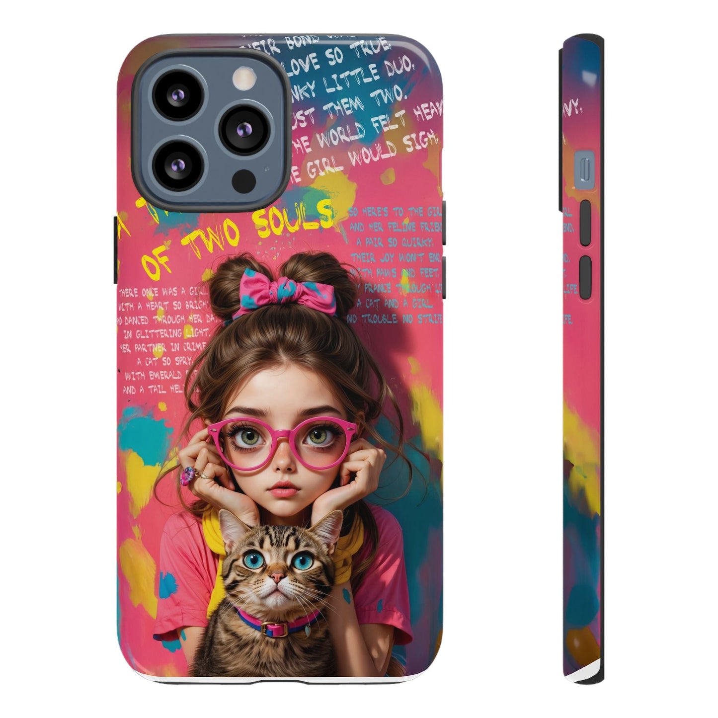 iPhone Cases - Cute Girl and Cat Street Art Style Design - LucyKay store