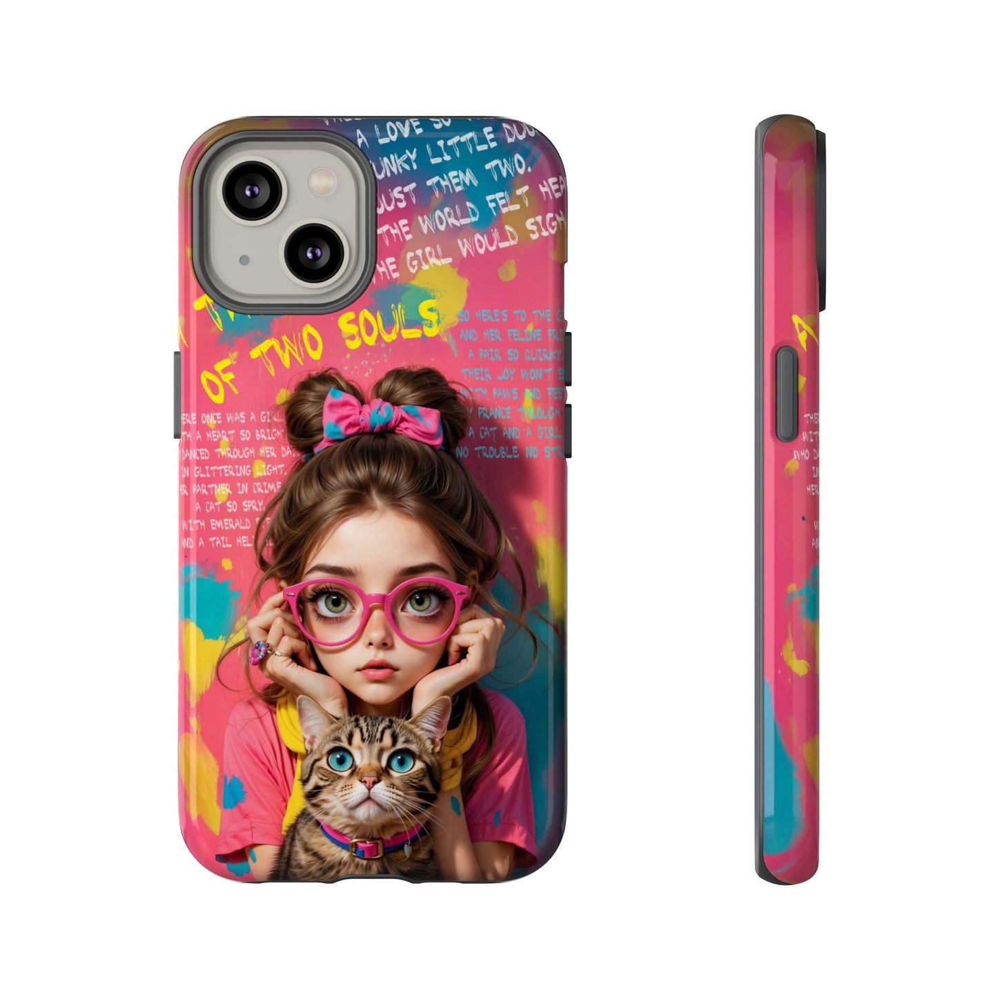 iPhone Cases - Cute Girl and Cat Street Art Style Design - LucyKay store