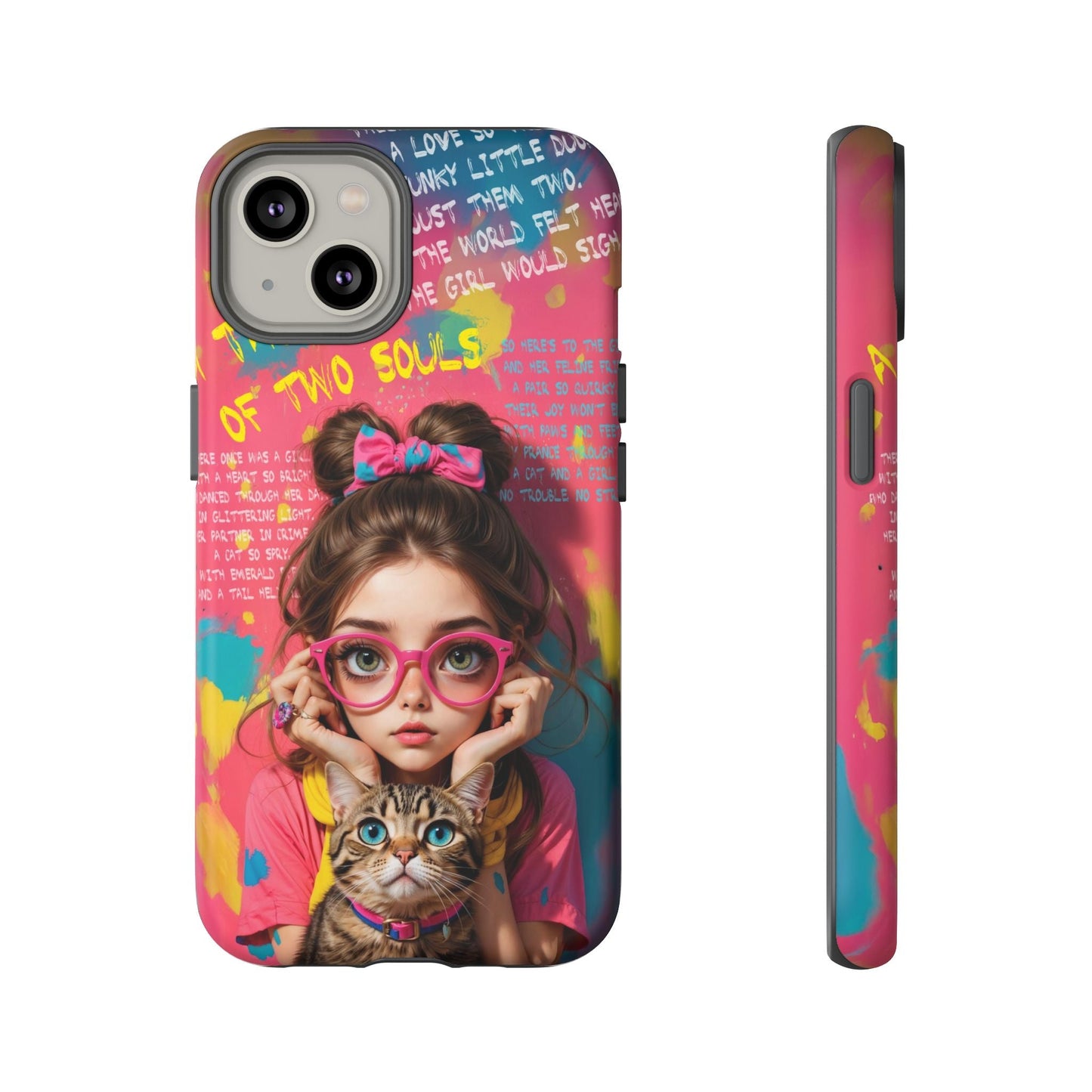 iPhone Cases - Cute Girl and Cat Street Art Style Design - LucyKay store