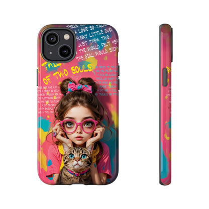 iPhone Cases - Cute Girl and Cat Street Art Style Design - LucyKay store