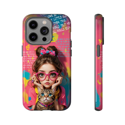 iPhone Cases - Cute Girl and Cat Street Art Style Design - LucyKay store