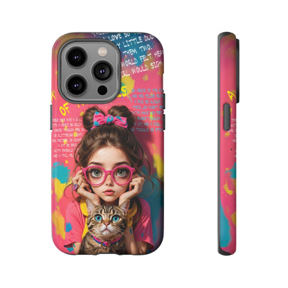 iPhone Cases - Cute Girl and Cat Street Art Style Design - LucyKay store