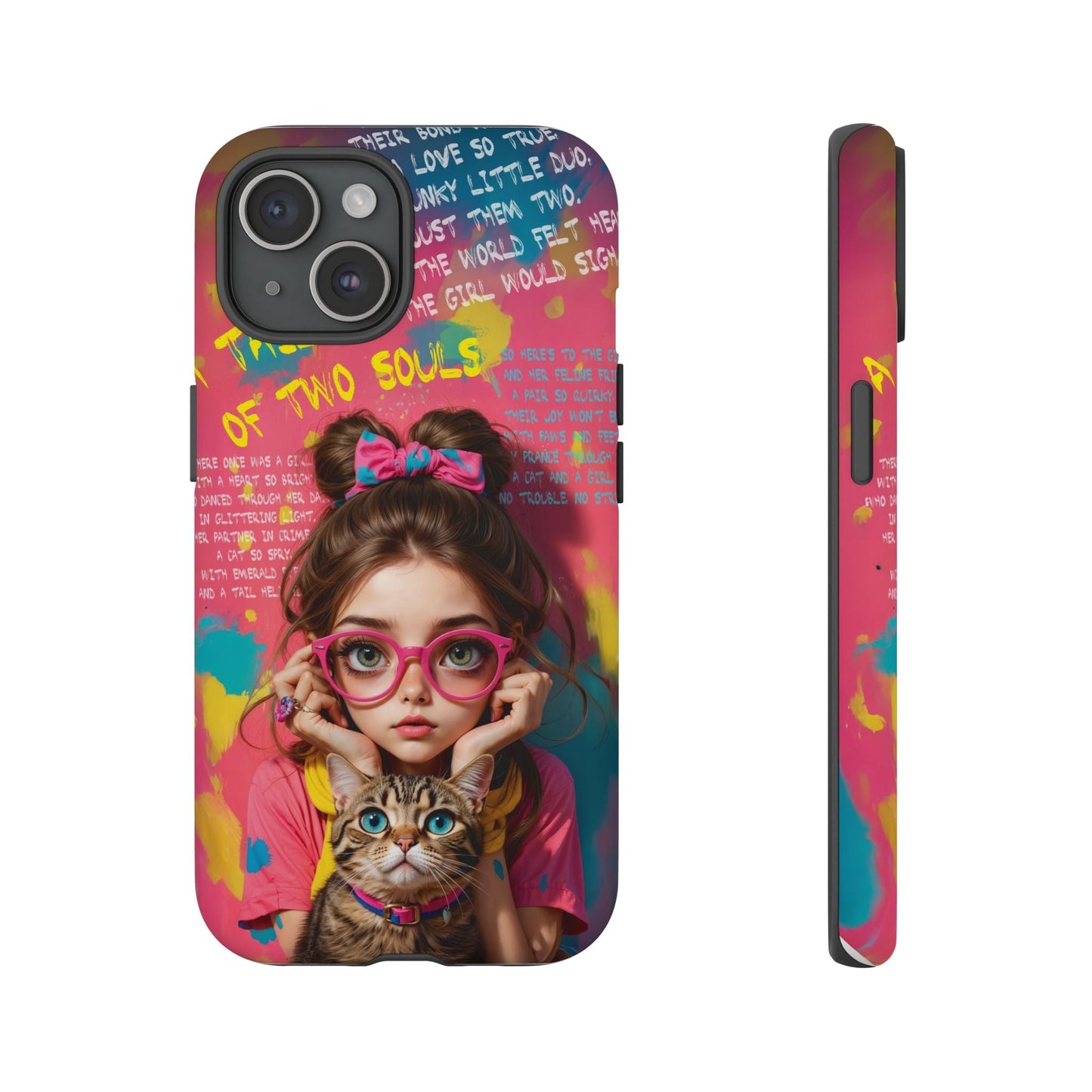 iPhone Cases - Cute Girl and Cat Street Art Style Design - LucyKay store