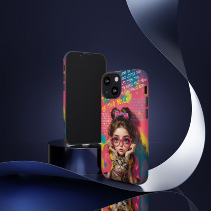 iPhone Cases - Cute Girl and Cat Street Art Style Design - LucyKay store