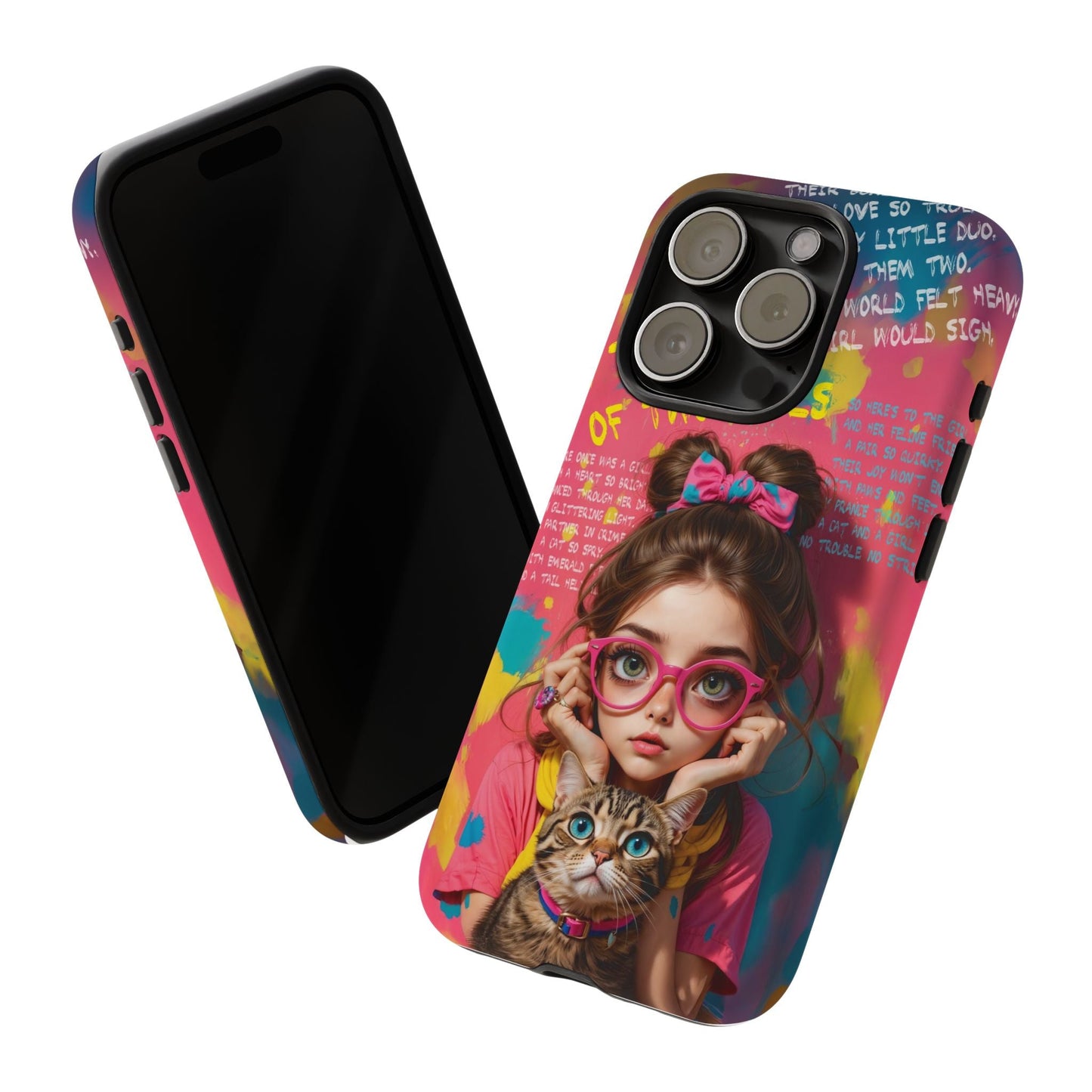 iPhone Cases - Cute Girl and Cat Street Art Style Design - LucyKay store
