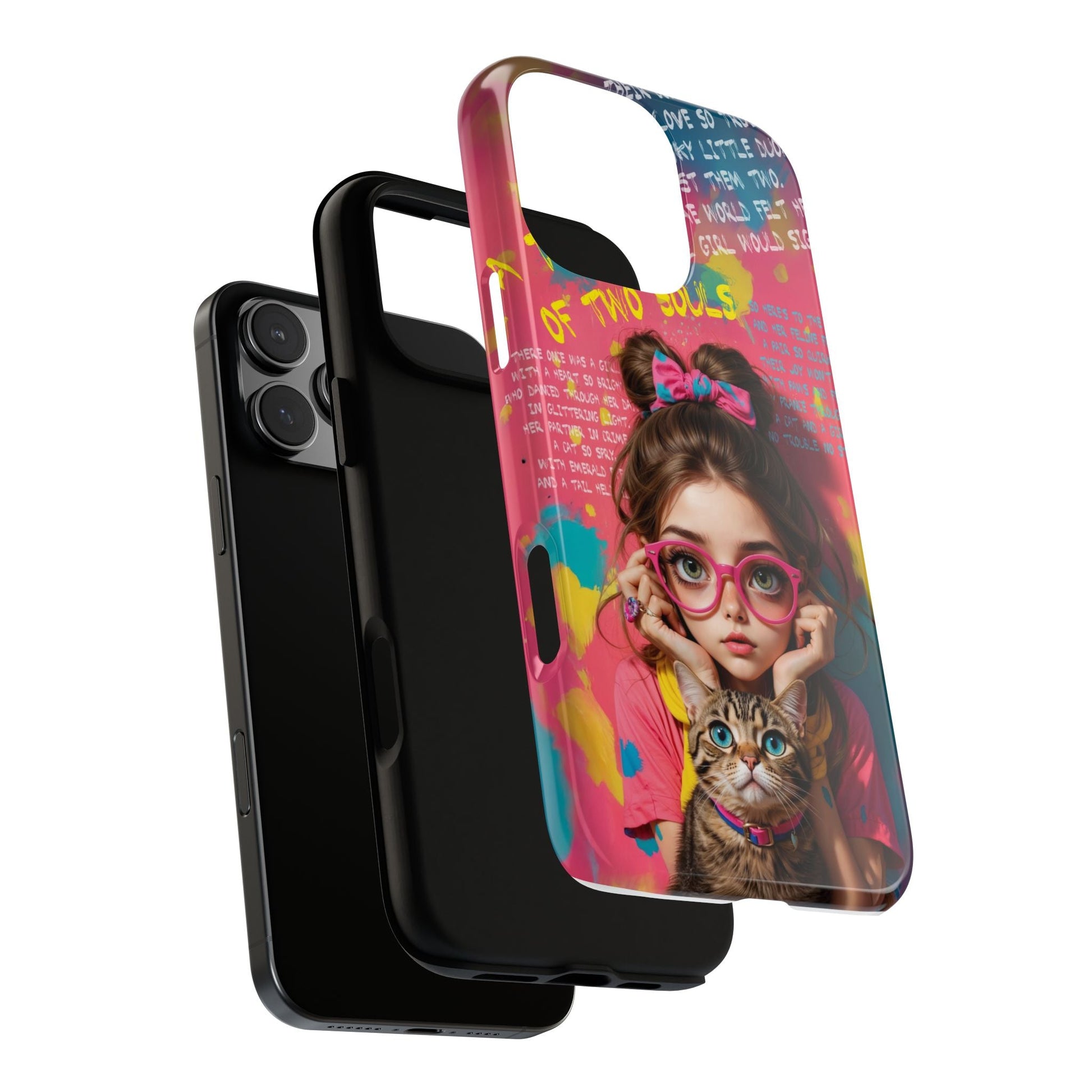 iPhone Cases - Cute Girl and Cat Street Art Style Design - LucyKay store