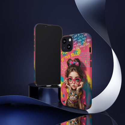 iPhone Cases - Cute Girl and Cat Street Art Style Design - LucyKay store
