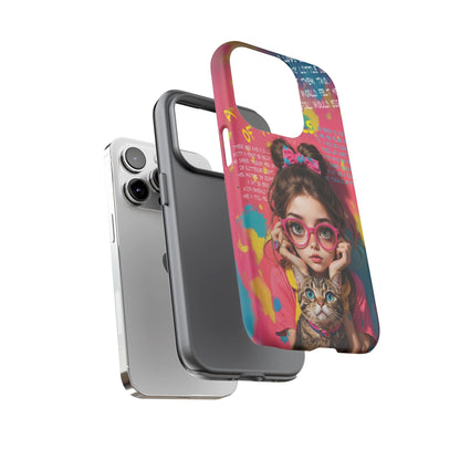 iPhone Cases - Cute Girl and Cat Street Art Style Design - LucyKay store