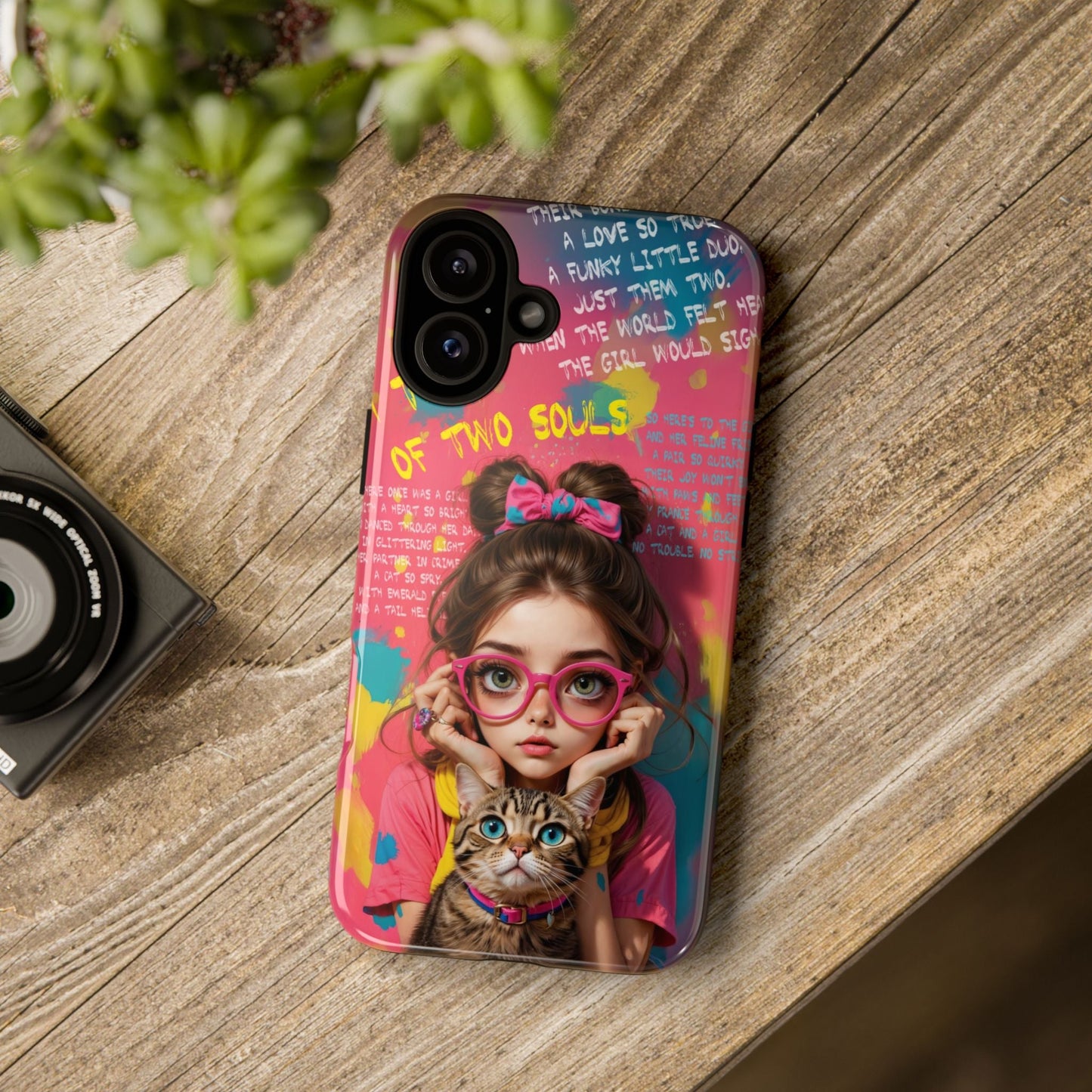 iPhone Cases - Cute Girl and Cat Street Art Style Design - LucyKay store
