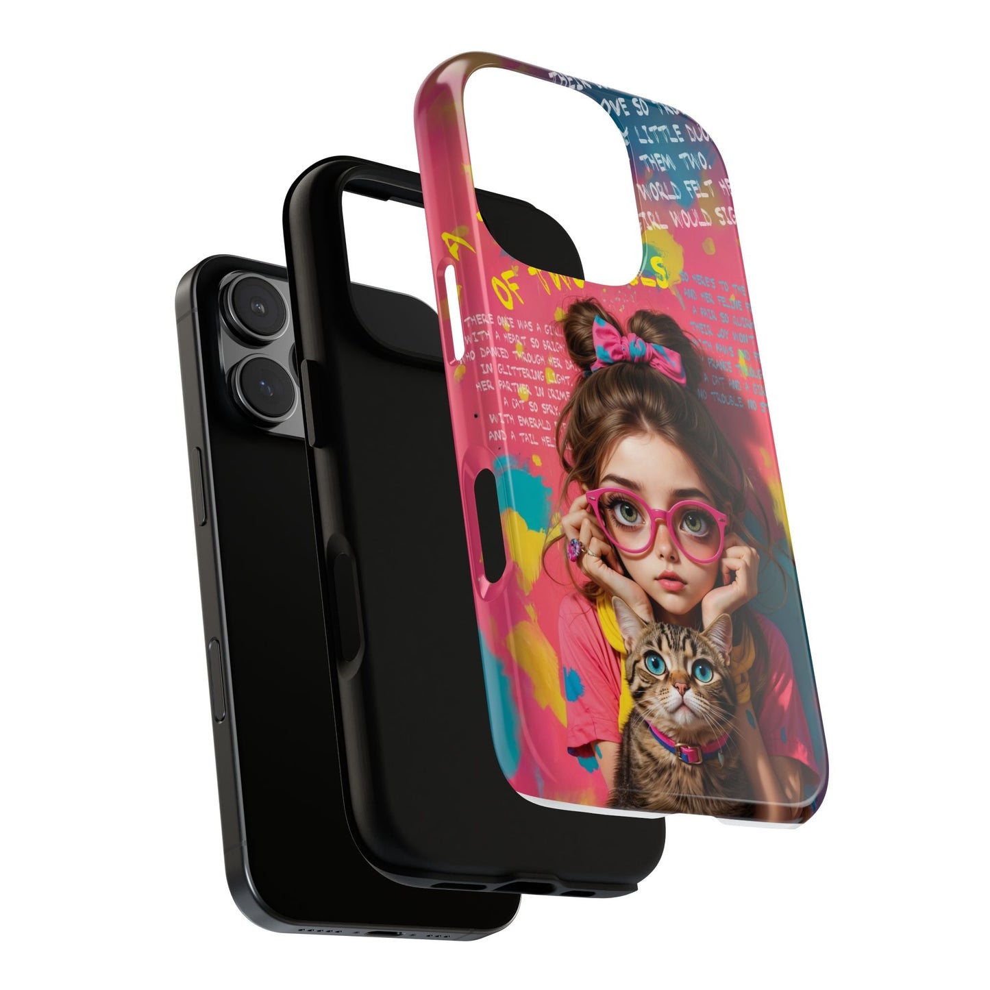 iPhone Cases - Cute Girl and Cat Street Art Style Design - LucyKay store