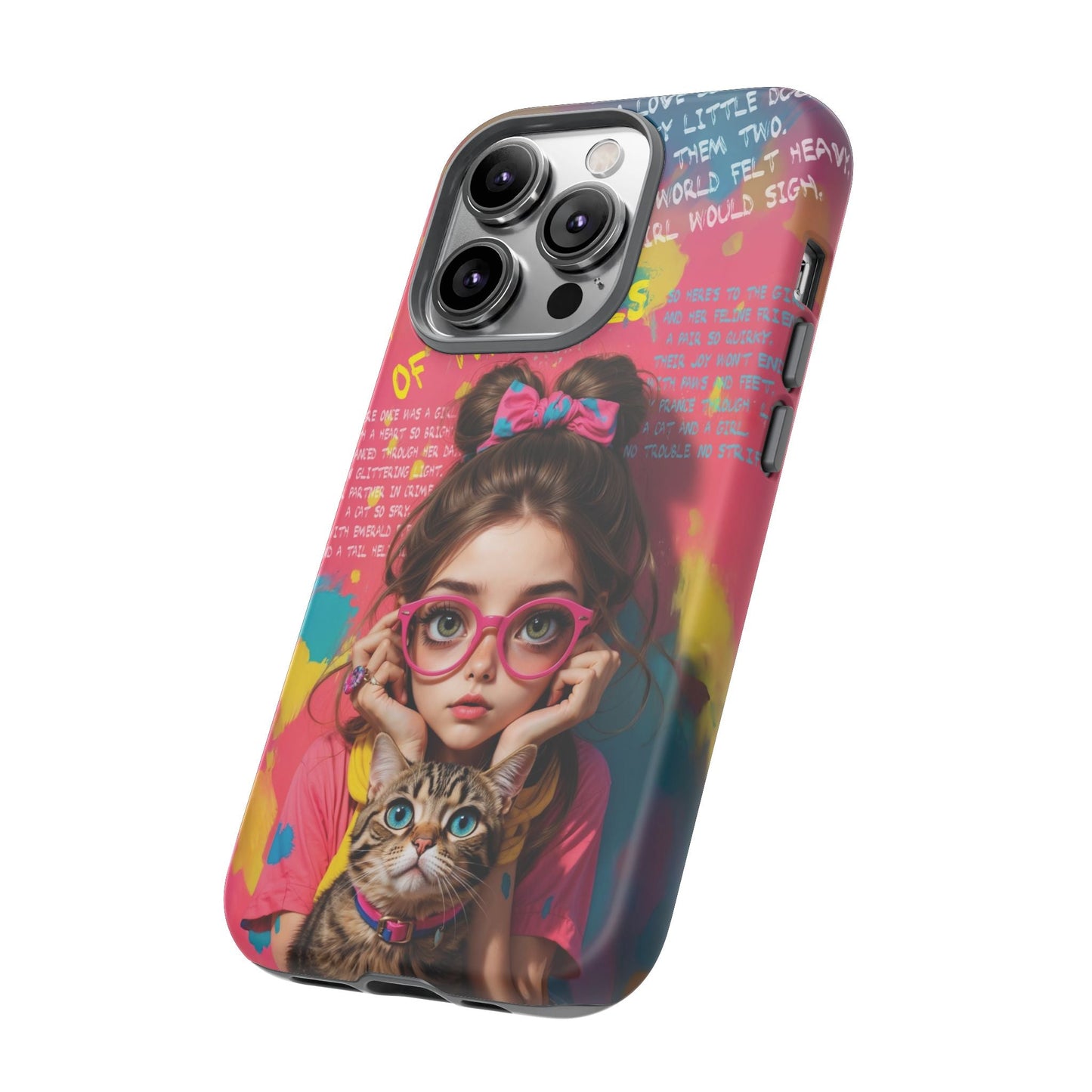 iPhone Cases - Cute Girl and Cat Street Art Style Design - LucyKay store
