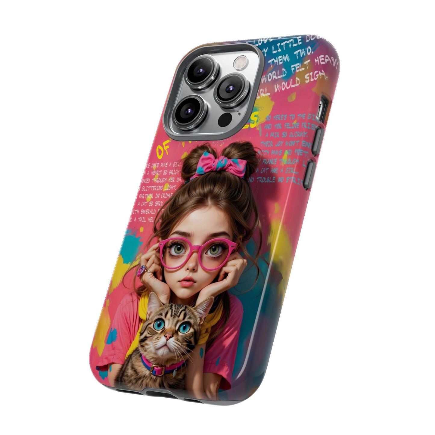 iPhone Cases - Cute Girl and Cat Street Art Style Design - LucyKay store