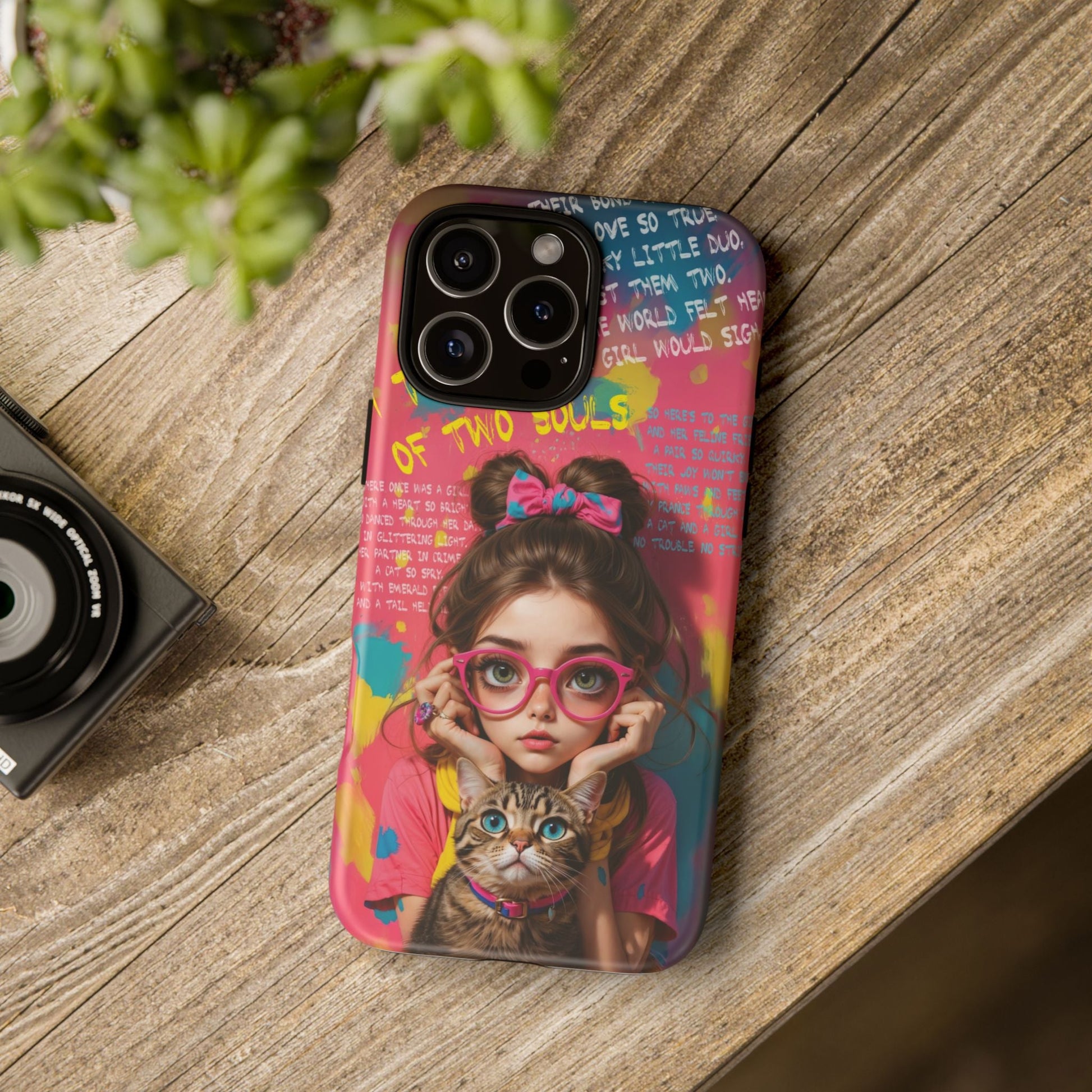 iPhone Cases - Cute Girl and Cat Street Art Style Design - LucyKay store