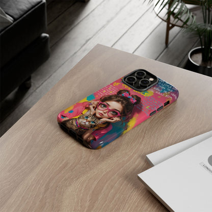 iPhone Cases - Cute Girl and Cat Street Art Style Design - LucyKay store