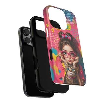 iPhone Cases - Cute Girl and Cat Street Art Style Design - LucyKay store