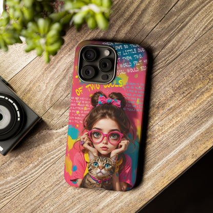 iPhone Cases - Cute Girl and Cat Street Art Style Design - LucyKay store