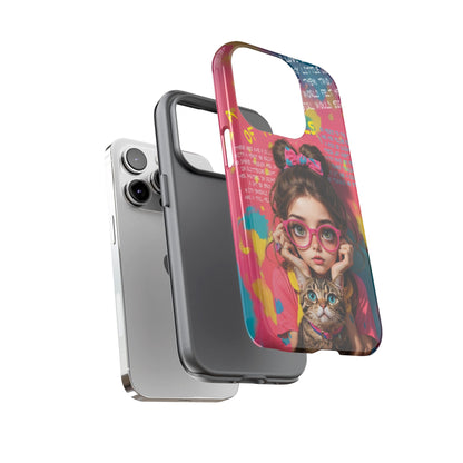 iPhone Cases - Cute Girl and Cat Street Art Style Design - LucyKay store