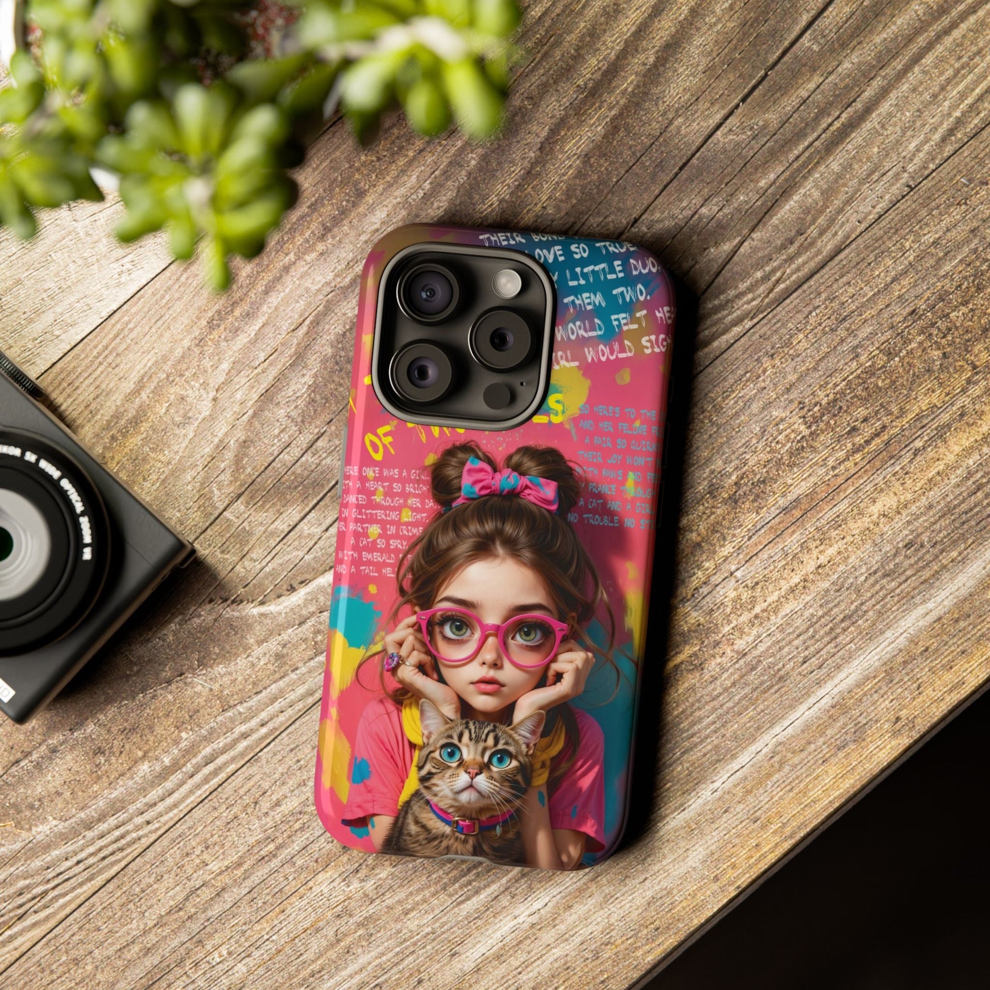 iPhone Cases - Cute Girl and Cat Street Art Style Design - LucyKay store