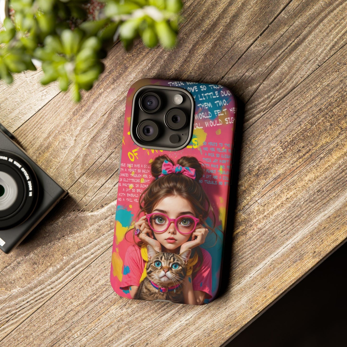 iPhone Cases - Cute Girl and Cat Street Art Style Design - LucyKay store