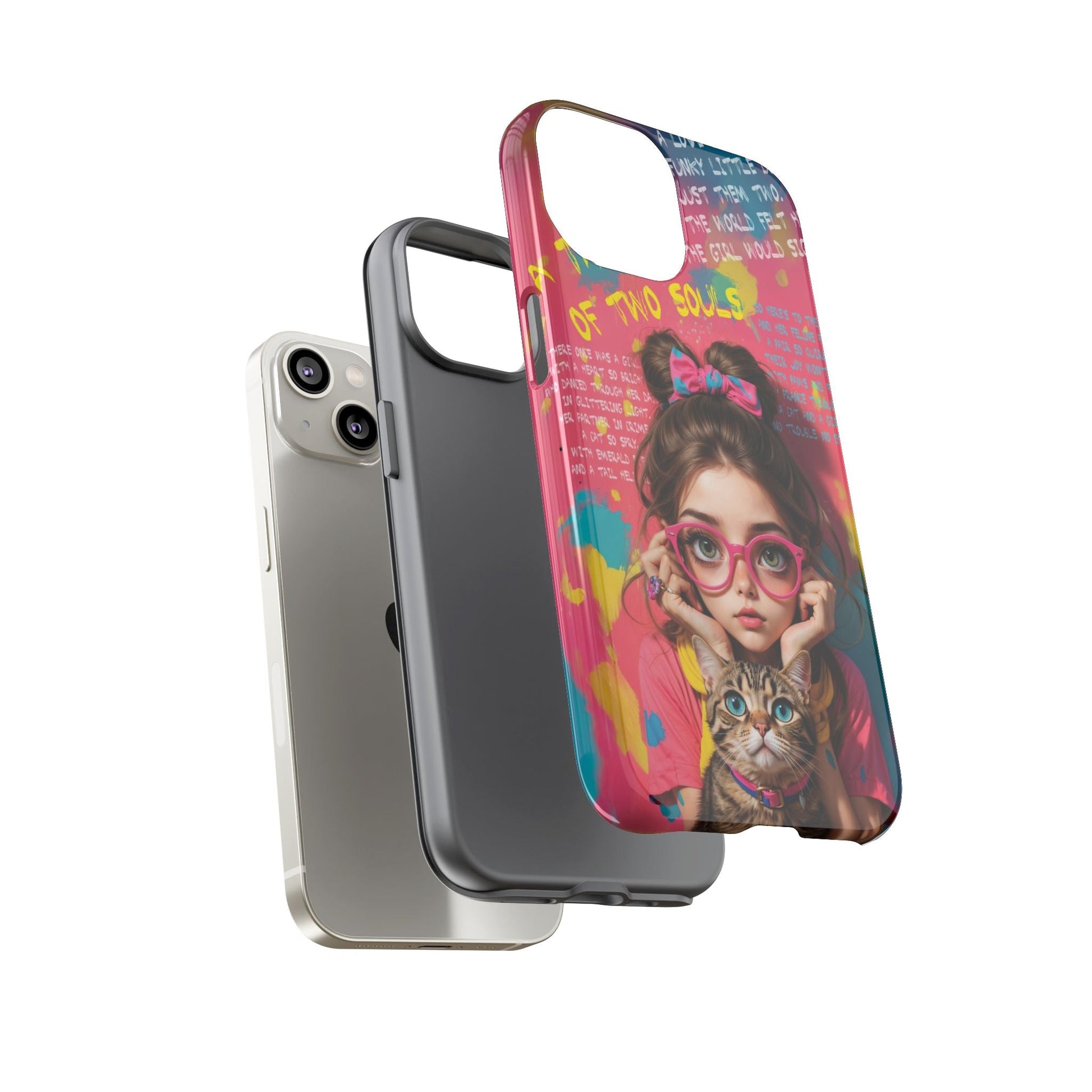 iPhone Cases - Cute Girl and Cat Street Art Style Design - LucyKay store